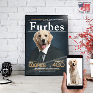 Posters, Prints, & Visual Artwork 'Furbes' Personalized Pet Poster Canvas Print | Personalized Dog Cat Prints | Magazine Covers | Custom Pet Portrait from Photo | Personalized Gifts for Dog Mom or Dad, Pet Memorial Gift