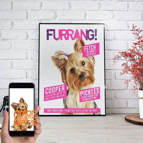 Posters, Prints, & Visual Artwork Furrang Dog Personalized Pet Poster Canvas Print | Personalized Dog Cat Prints | Magazine Covers | Custom Pet Portrait from Photo | Personalized Gifts for Dog Mom or Dad, Pet Memorial Gift