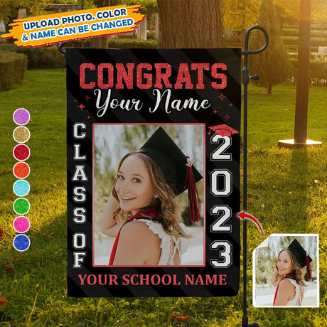 USA MADE Double Side Print Personalized Graduation Flag | Personalized Photo Best Gift Idea Graduation Garden Flag, Class of 2024 Senior Gif