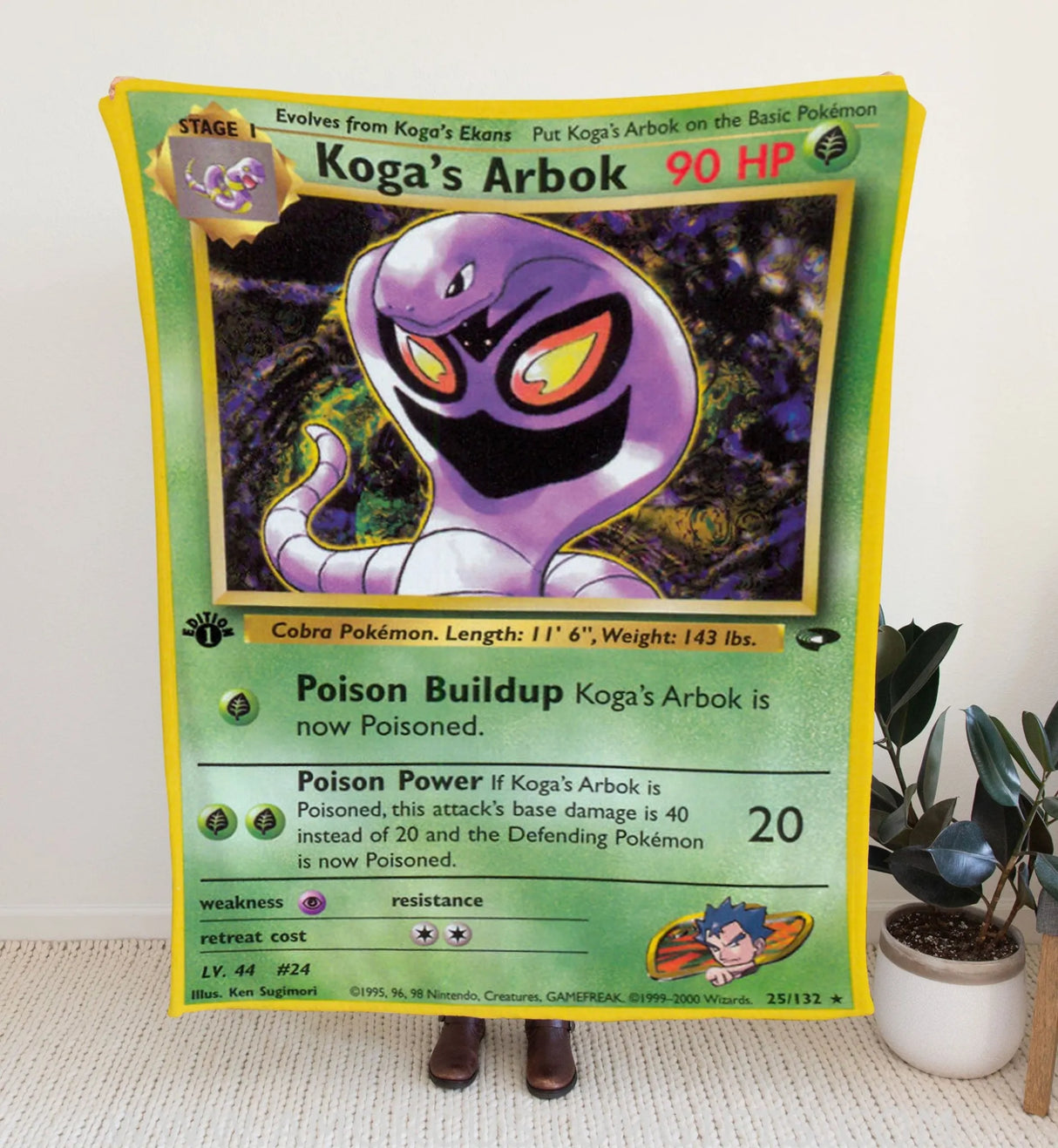 Koga’s Arbok Blanket | Custom Pk Trading Card Personalize Anime Fan Gift