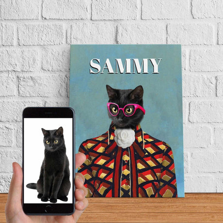 Posters, Prints, & Visual Artwork Luxury Cat Wearing Glasses Personalized Pet Poster Canvas Print | Personalized Dog Cat Prints | Magazine Covers | Custom Pet Portrait from Photo | Personalized Gifts for Cat Mom or Dad, Pet Memorial Gift