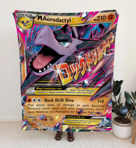 M Aerodactyl Ex Xy Series Blanket | Custom Pk Trading Card Personalize Anime Fan Gift