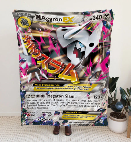 M Aggron Ex Xy Series Blanket | Custom Pk Trading Card Personalize Anime Fan Gift