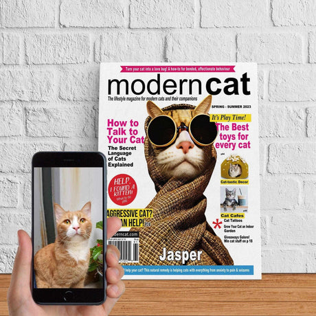 Posters, Prints, & Visual Artwork Modern Cat Personalized Pet Poster Canvas Print | Personalized Dog Cat Prints | Magazine Covers | Custom Pet Portrait from Photo | Personalized Gifts for Cat Mom or Dad, Pet Memorial Gift