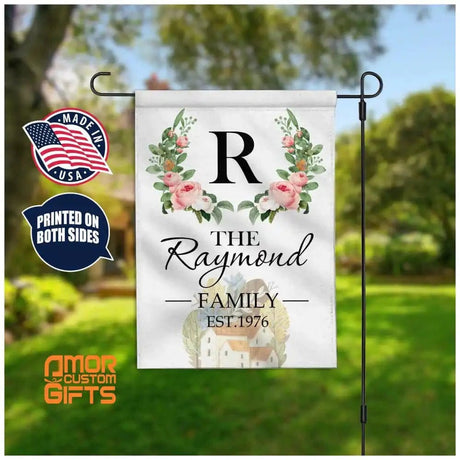 Yard Signs & Flags Monogram Garden Flag, SPECIAL 2 SIDE PRINTINGS, Welcome House Flag, Flowers Nature Yard Art