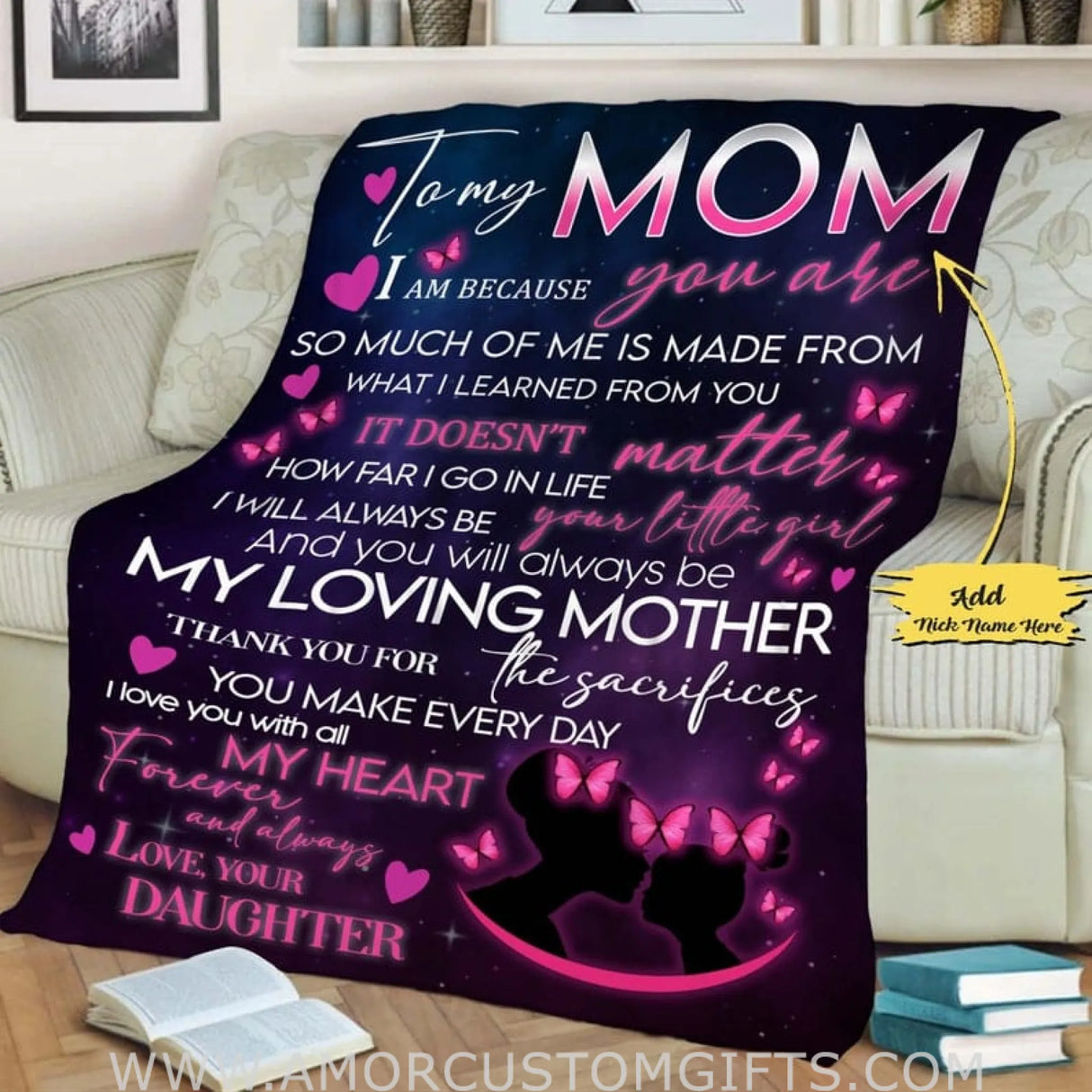 Blanket Mother's Day Gift For Mom, To My Mom Personalized Blanket From Daughter, Customized Gift For Mom, Fleece Blanket for her
