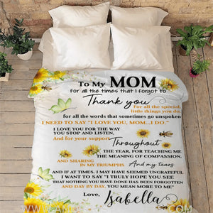 Blanket Mother's Day Gift To My Mom I Love You Customized Blanket, Gift For Mama, Custom Gift For Birthday Personalized Gift For Mom