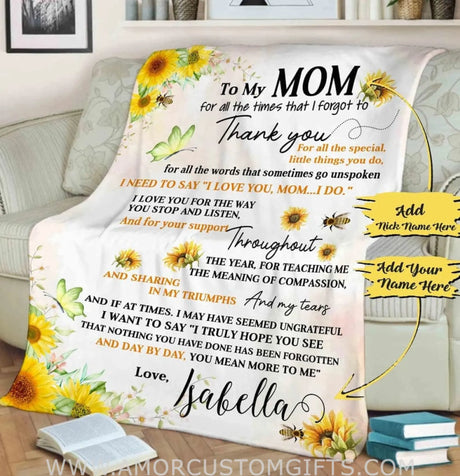 Blanket Mother's Day Gift To My Mom I Love You Customized Blanket, Gift For Mama Fleece Blanket