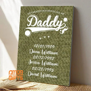 Customizer My Greatest Blessings Call Me Dad Wall Art 2 Personalized Father's Day Gifts