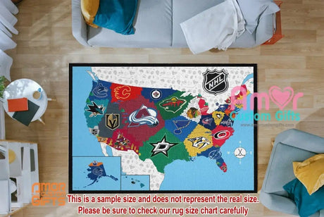 Mats & Rugs NHL USA Map Rugs | NHL USA Map Area Rug | USA Map Home Carpet, Mat, Home Decor