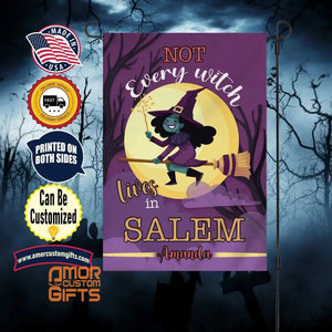Yard Signs & Flags Not Every Witch Lives In Salem Garden House Flag, SPECIAL 2 SIDE PRINTINGS, Custom Halloween Garden House Flag. Custom Name Flag
