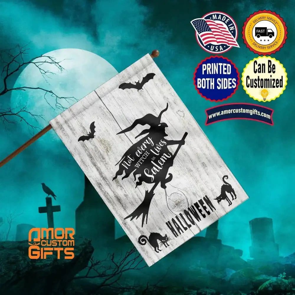 Yard Signs & Flags Not Every Witch Lives In Salem Garden House Flag, SPECIAL 2 SIDE PRINTINGS, Custom Halloween Garden House Flag