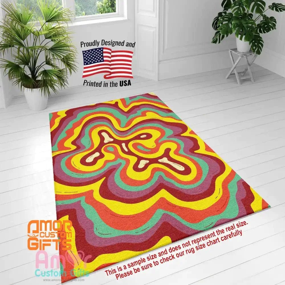 Mats & Rugs Patchy Blonde Psychedelic Swirl Groovy Rugs | Blonde Psychedelic Swirl Groovy Home Carpet, Mat, Home Decor