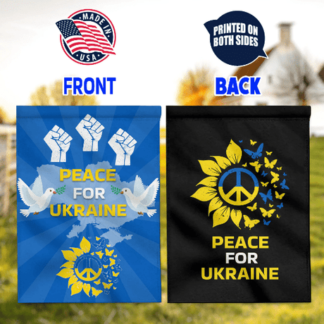 Yard Signs & Flags Peace For Ukraine Garden Flag, SPECIAL 2 SIDE PRINTINGS, Dove Heart Ukrainian House Flag, Stop War Stay With Ukraine Support Yard Art