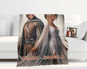 Blankets Personalized Aragorn and Arwen LOTR Couple Blanket | Custom Face & Name Couple Blanke