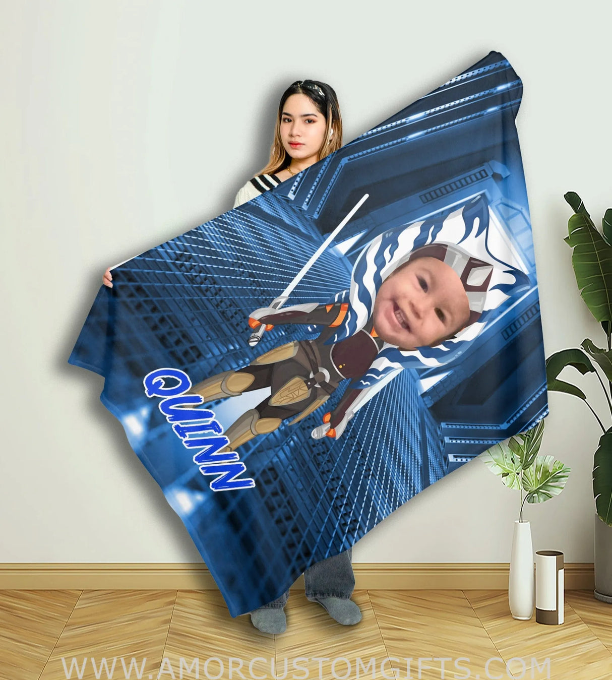 Blankets Personalized Ashoka 1 Boy Blanket | Custom Face & Name Blanket For Boys
