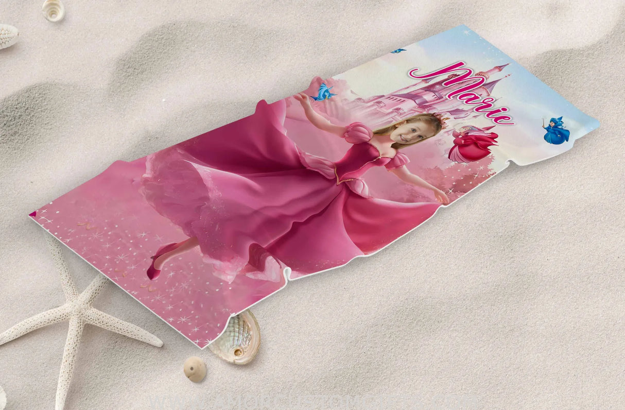 Towels Personalized Aurora Sleeping Beauty Girl Photo Beach Towel | Customized Princess Girl Beach Towel