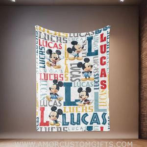 Blankets Personalized Baby Micky Colorful Blanket | Custom Name Blanket For Baby Boy Girl