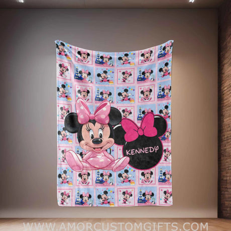 Blankets Personalized Baby Minnie Mouse Blanket | Custom Name Blanket For Baby Girl