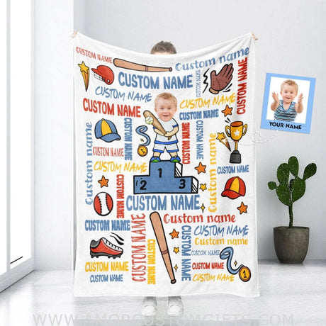Blankets Personalized Baseball Boy Blanket | Custom Sport Boy Blanket