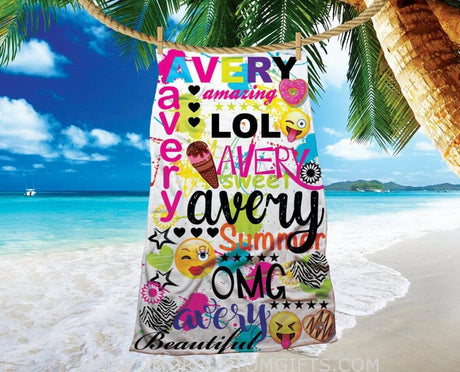 Towels Personalized beach towel, Custom name beach towel, beach towel, custom with names, Tween gifts, cute name blanket