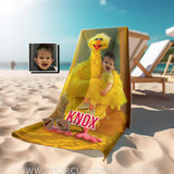 Personalized Big Bird Sesame Boy Photo Beach Towel Towels