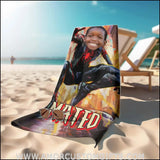 Towels Personalized Black Spidey Watercolor Style Beach Towel | Customized Superhero Theme Pool Towel
