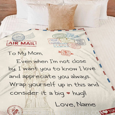 Blanket Personalized Blanket for Mom from Daughter or Son, To My Mom Love Letter Air Mail Blankets, Mother's day gift for Mom