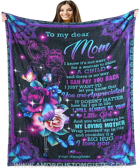 Blanket Personalized Blanket Blanket to My Mom from Daughter Printed Quilts Fleece Blankets Birthday Gift