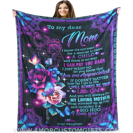 Blanket Personalized Blanket Blanket to My Mom from Daughter Printed Quilts Fleece Blankets Birthday Gift