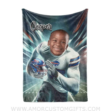 Blankets Personalized Buffalo Football Boy Bills Photo Blanket | Custom Name & Face Boy Blanket
