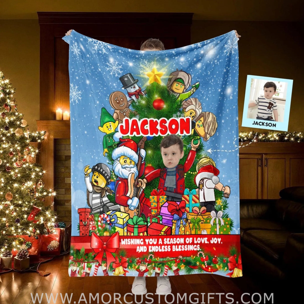 Blankets Personalized Bulding Blocks Xmas Blanket | Custom Christmas Blanket For Boys