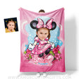 Blankets Personalized Cartoon Mouse Pink Girl Blanket | Custom Name & Face Girl Blanket