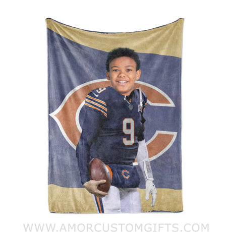 Blankets Personalized Chicago Football Bears NFL Photo Blanket | Custom Name & Face Boy Blanket