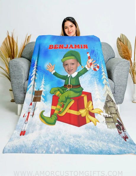 Blankets Personalized Christmas Elf Xmas Blanket | Custom Christmas Blanket For Boys