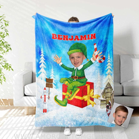 Blankets Personalized Christmas Elf Xmas Blanket | Custom Christmas Blanket For Boys