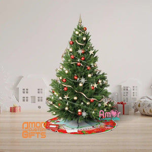 Christmas Tree Skirts Personalized Christmas Grinchy  Tree Skirt  | Custom Family Name Holidays Vintage Grinch Whoville  Tree Dress Xmas Home Decor