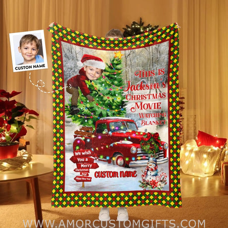 Blankets Personalized Christmas Movie Watching Blanket | Custom Christmas Blanket For Boys