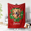 Blankets Personalized Christmas Pet Photo Blanket | Custom Face & Name Pet Christmas Blanket