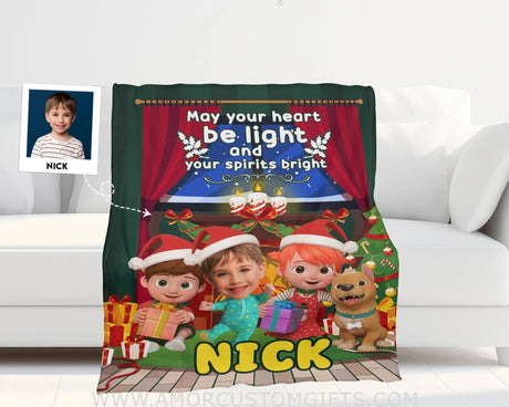 Blankets Personalized Cocomelon Christmas Blanket | Custom Face & Name Blanket For Boys