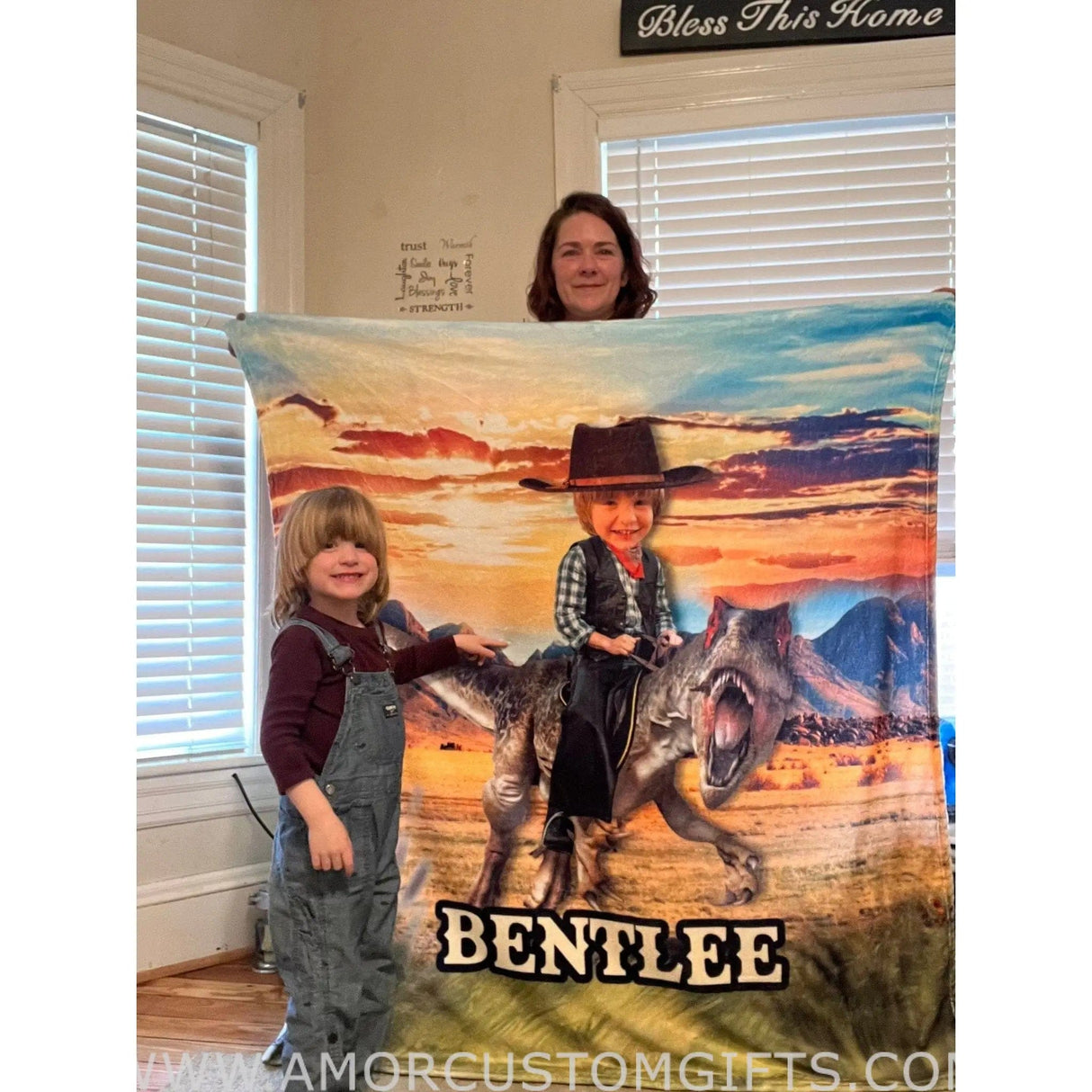 Blankets Personalized Cowboy Dino In Desert Blanket | Custom Dino Boy Blanket,  Customized Blanket