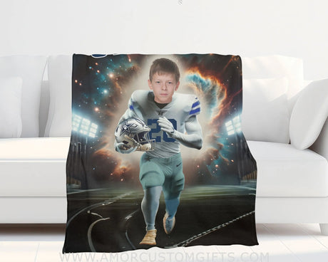 Blankets Personalized Dallas Football Cowboys Photo Blanket | Custom Name & Face Boy Blanket