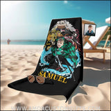Towels Personalized Demon Slayer Kamodo Tanjiro Boy Photo Beach Towel | Customized Name & Face Boy Towel