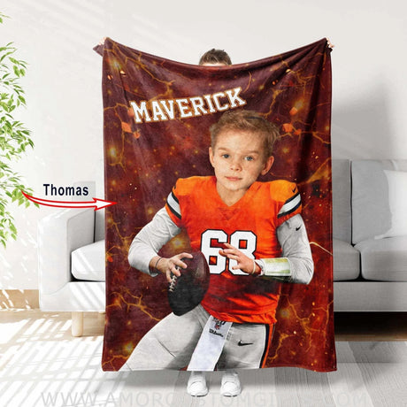 Blankets Personalized Denver Football Boy Blanket | Custom Football Boys Blanket