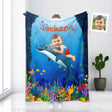 Blankets Personalized Dolphin Swimming Blanket | Custom Face & Name Boy Dolphin Blanket