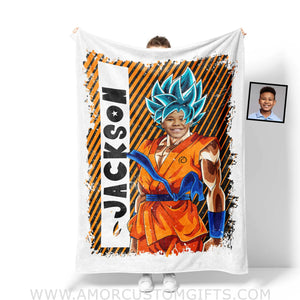 Blankets Personalized Dragon Ball Goku Boy Blanket | Custom Name Blanket For Boys