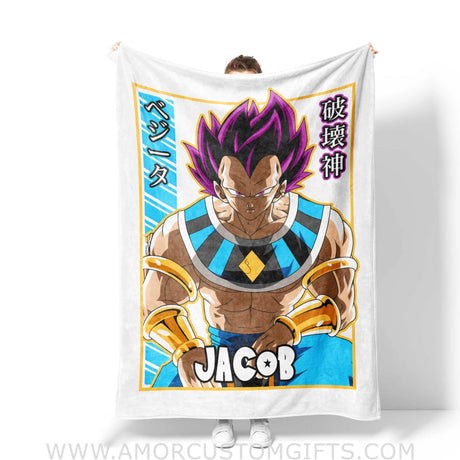 Blankets Personalized Dragon Ball Vegeta Hakaishin Boy Blanket | Custom Name Blanket For Boys