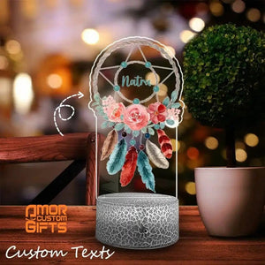 Personalized Dreamcatcher Night Lights - Dreamcatcher Acrylic Table LED Lamp For Baby Nursery, Kids, Teens Gifts