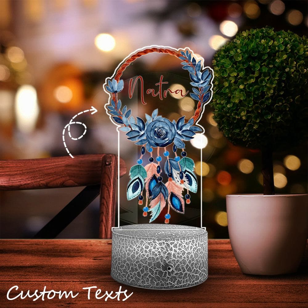 Personalized Dreamcatcher Night Lights - Dreamcatcher Acrylic Table LED Lamp For Baby Nursery, Kids, Teens Gifts