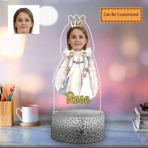 Personalized Elsa Frozen Night Lights - Custom Face & Name Princess Elsa Frozen Nightlight Acrylic Table LED Lamp For Kids, Teens Gifts